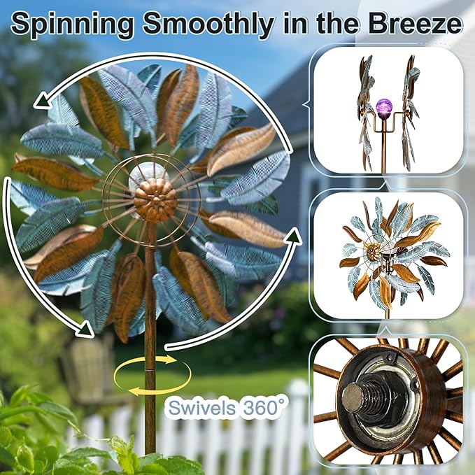 87 Inch Extra Large Wind Spinner - Feather Design
