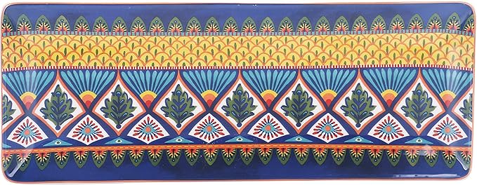 Set of 2 Bico Havana Ceramic 14 inch Rectangular Serving Platters - Microwave & Dishwasher Safe