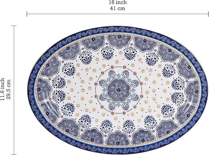 Set of 2 Bico Blue Talavera Oval Platters