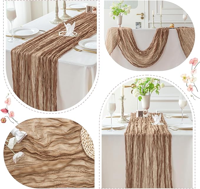 Gauze Table Runner - 10ft Tuscan Tan