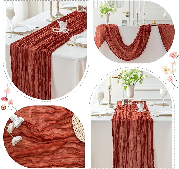 Terracotta Cheesecloth Table Runner - 10 ft
