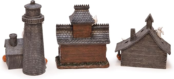 Mark Feldstein & Associates Spooky Halloween Village - Color-Changing Pre-Lit 3 Pc Set