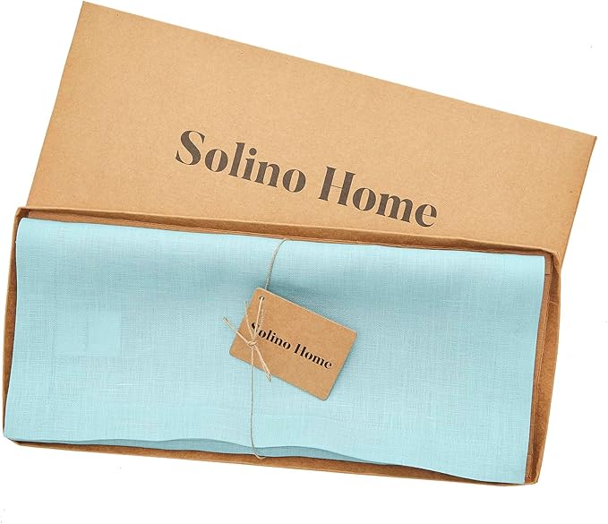 100% Pure Linen Table Runner 14 x 72 Inch - Aqua Blue
