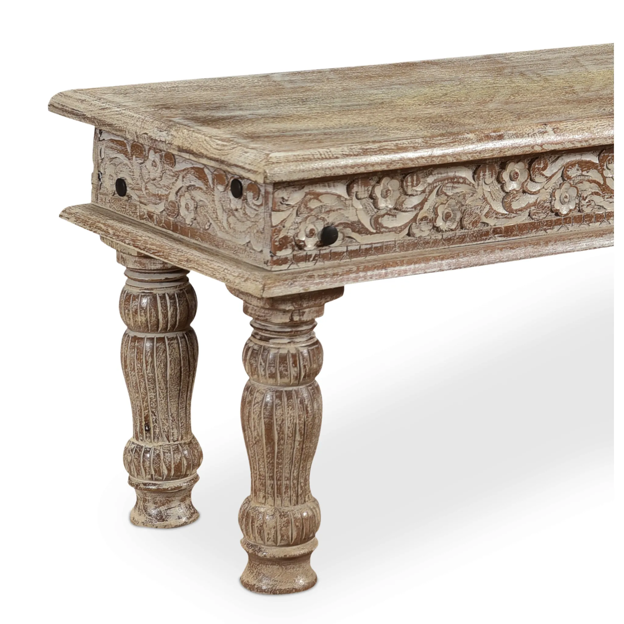 Driftwood Carved Bench - 71"