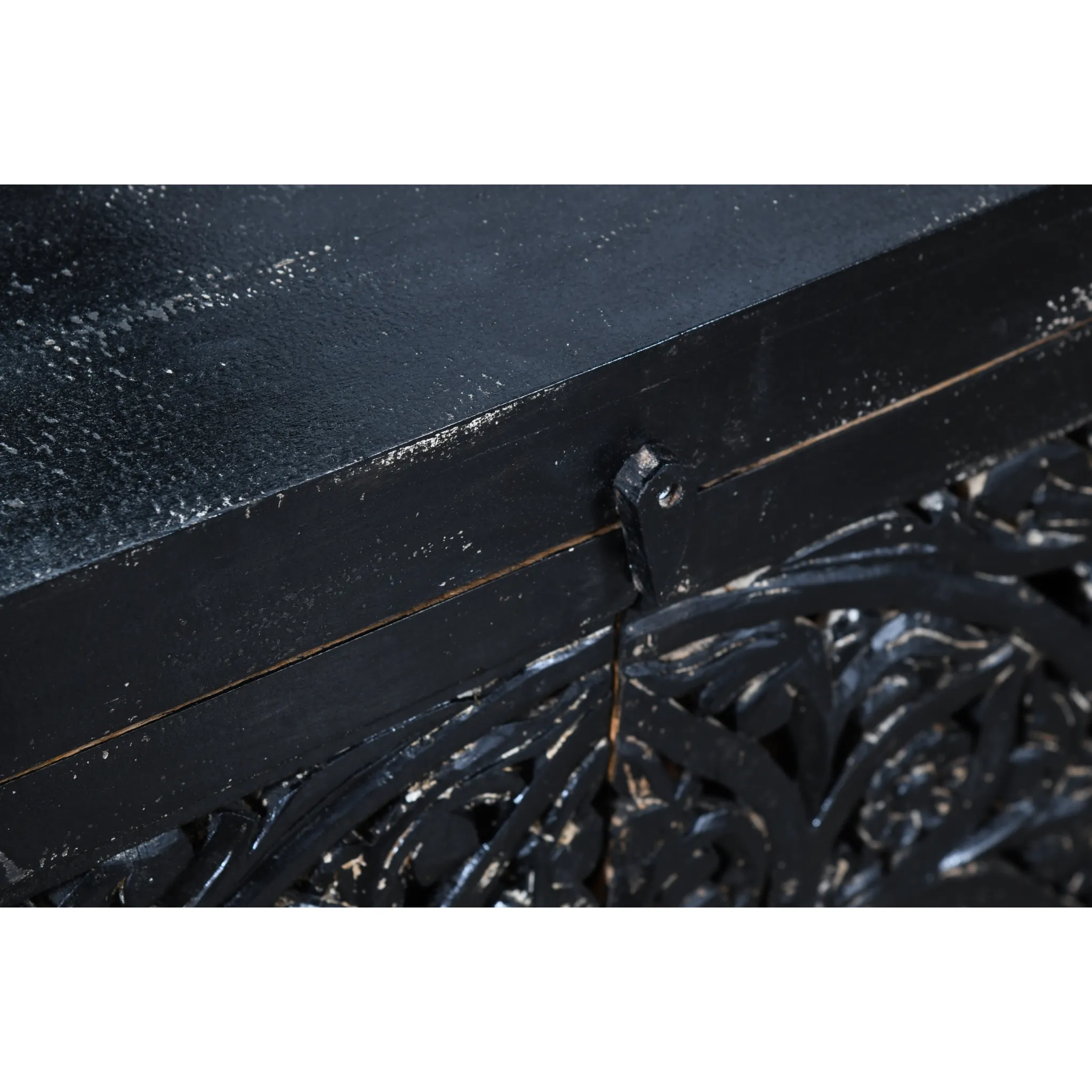 Hawk Black Handcarved 4 Door Buffet Sideboard