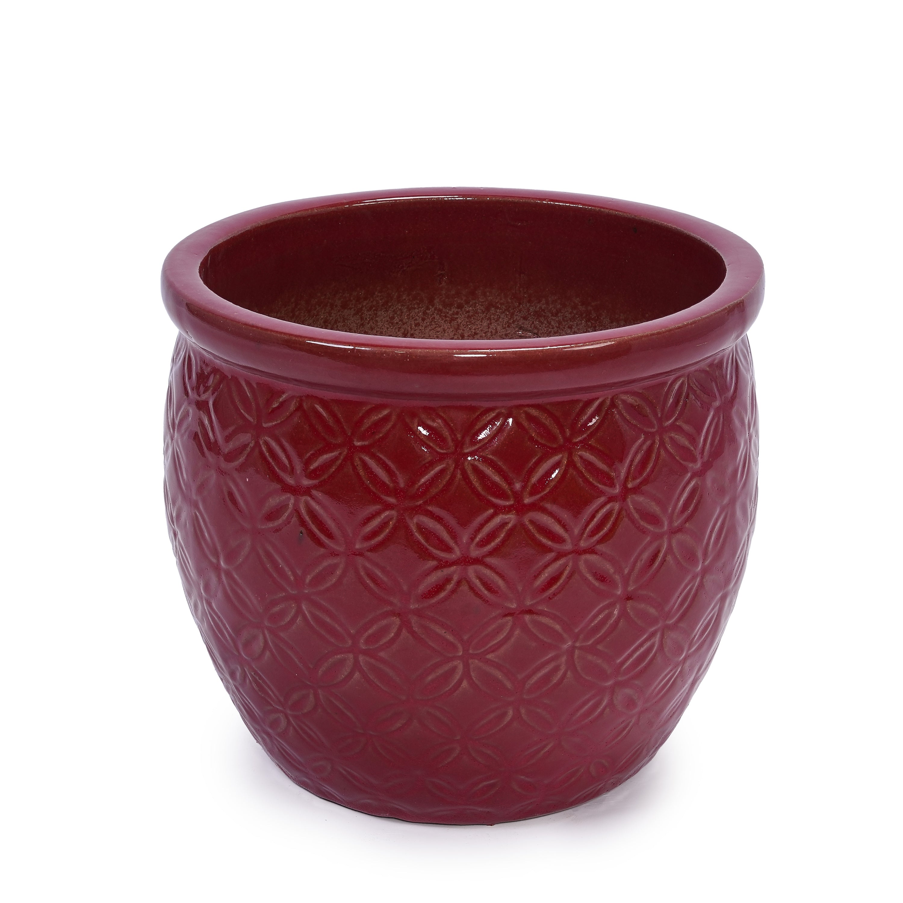 Set of 3 Ceramic Flowerpots - Red