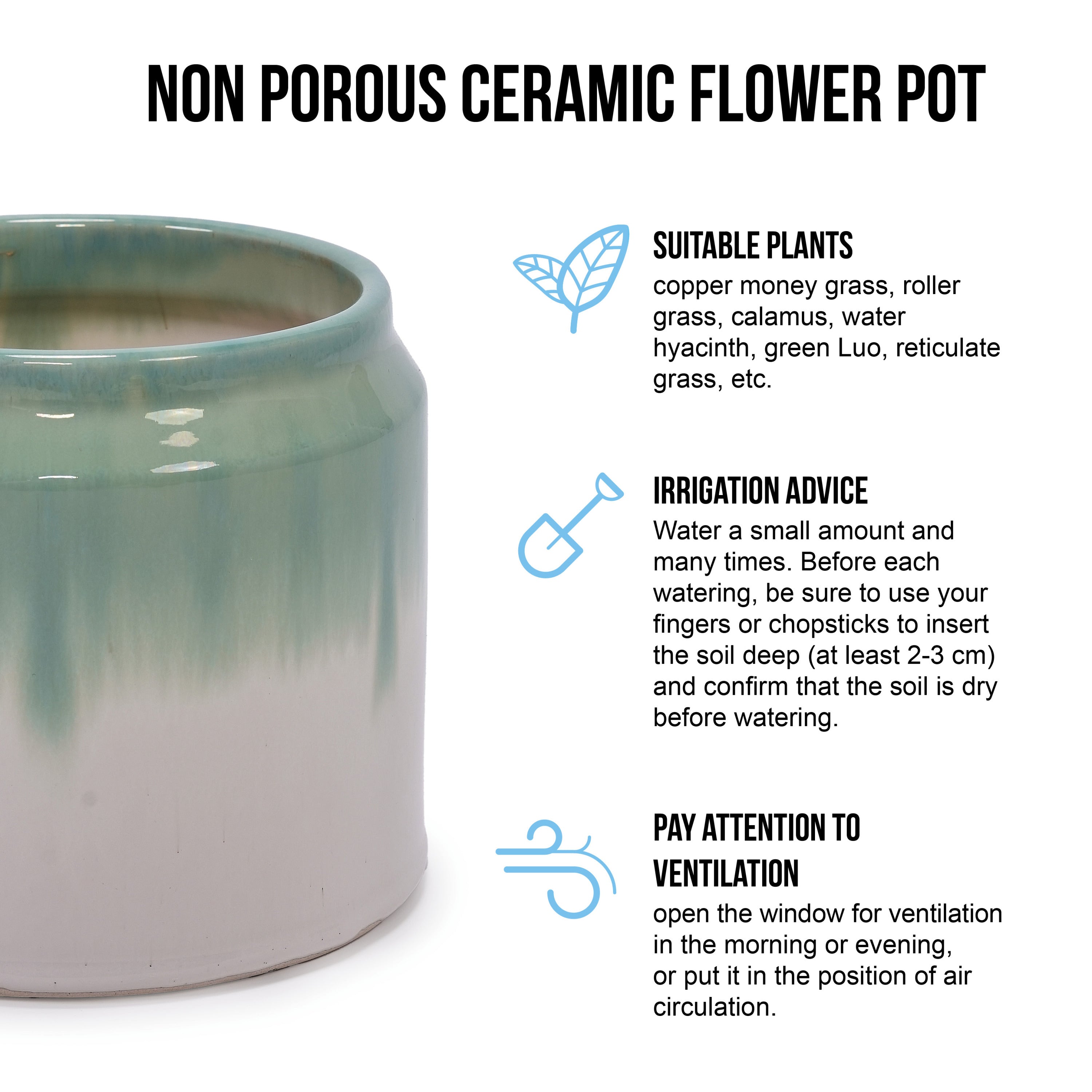 Set of 2 Gradient Ceramic Flowerpots - White/Green
