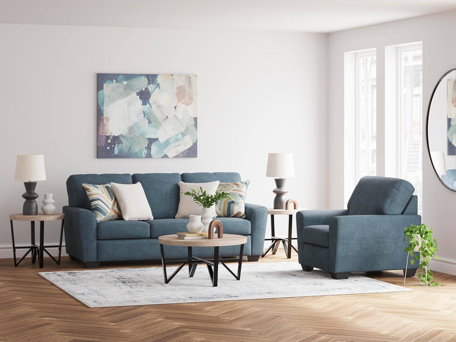 Upholstered Accent Chair In Sky Blue