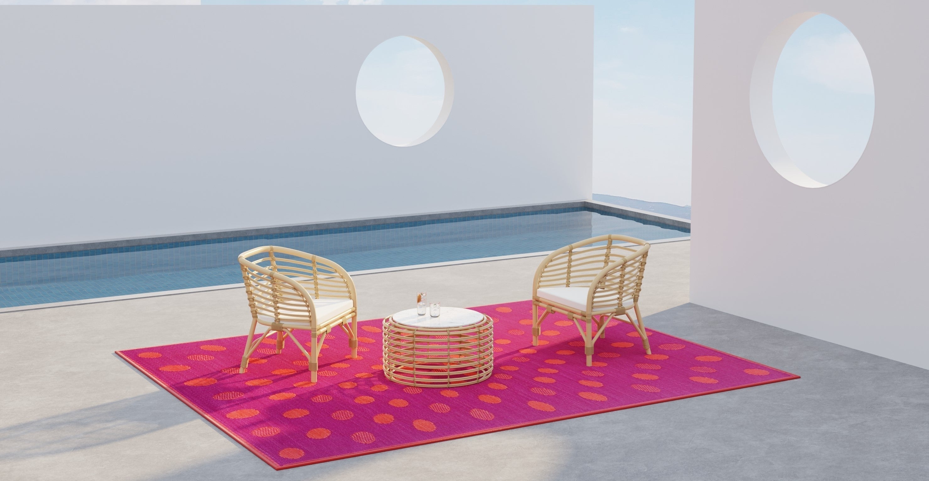 Crazy Dots Orange & Red Reversible Outdoor Mat
