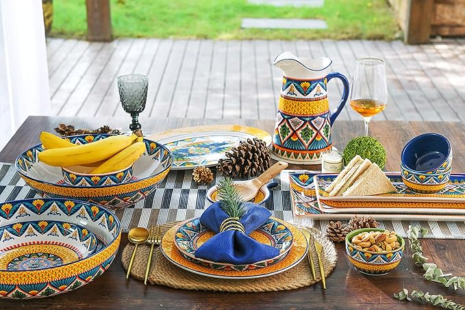 Set of 2 Bico Havana Ceramic 14 inch Rectangular Serving Platters - Microwave & Dishwasher Safe