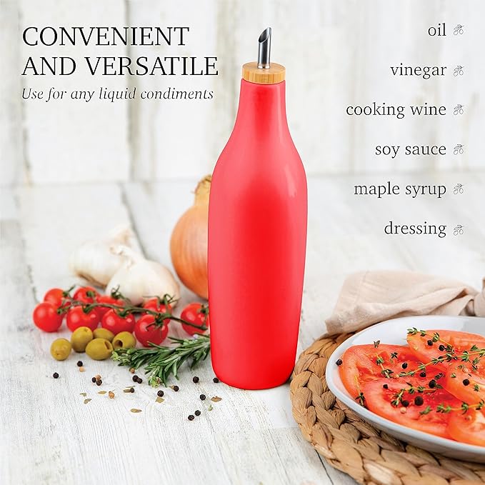 Stoneware Oil/Vinegar Bottle - 16 Oz Red