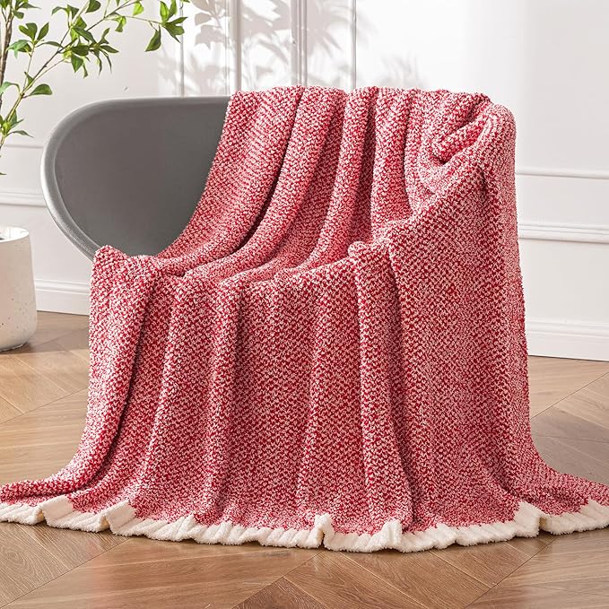 MIULEE Super Soft Throw Blanket in Red