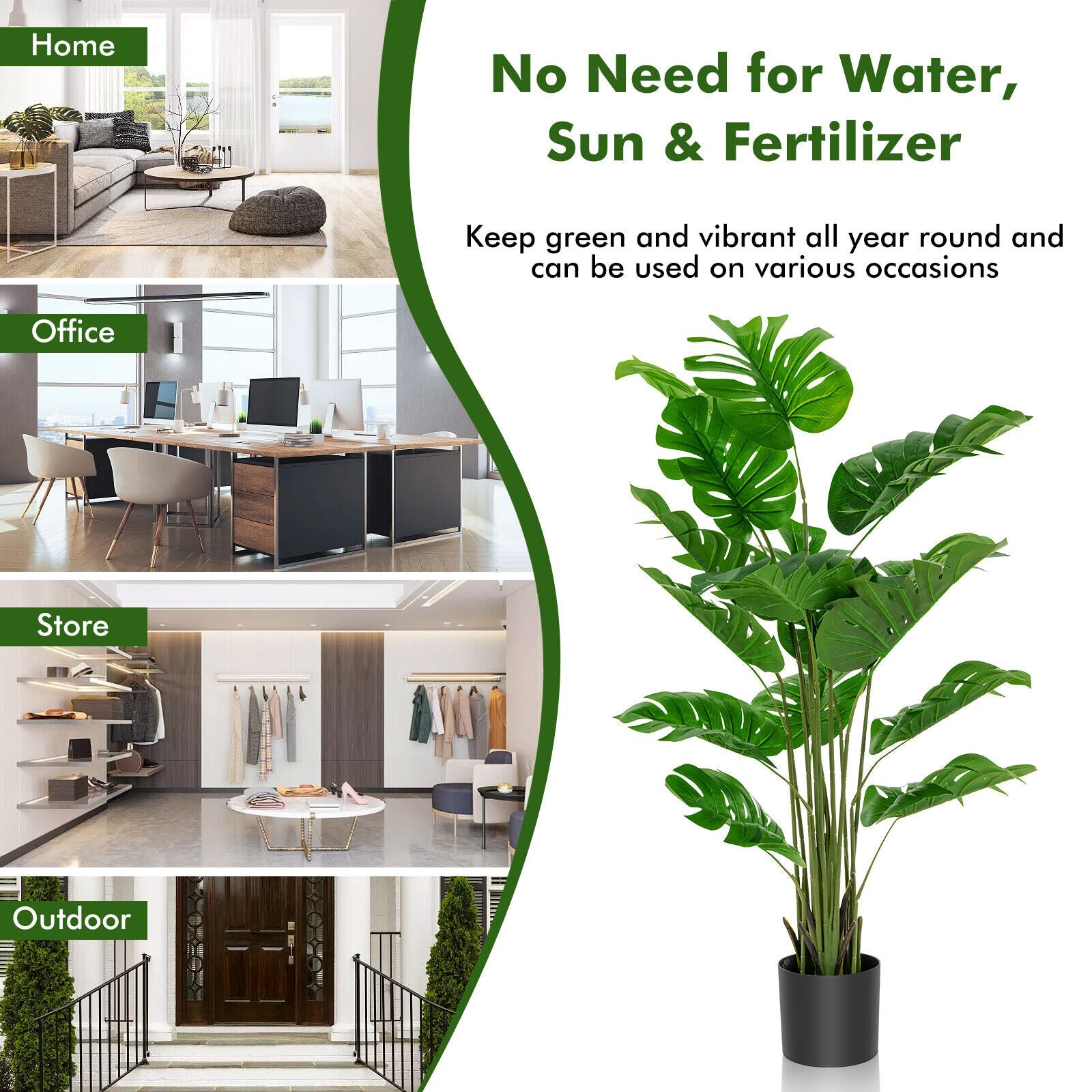 5 Ft Faux Monstera Deliciosa Plant - Indoor/Outdoor
