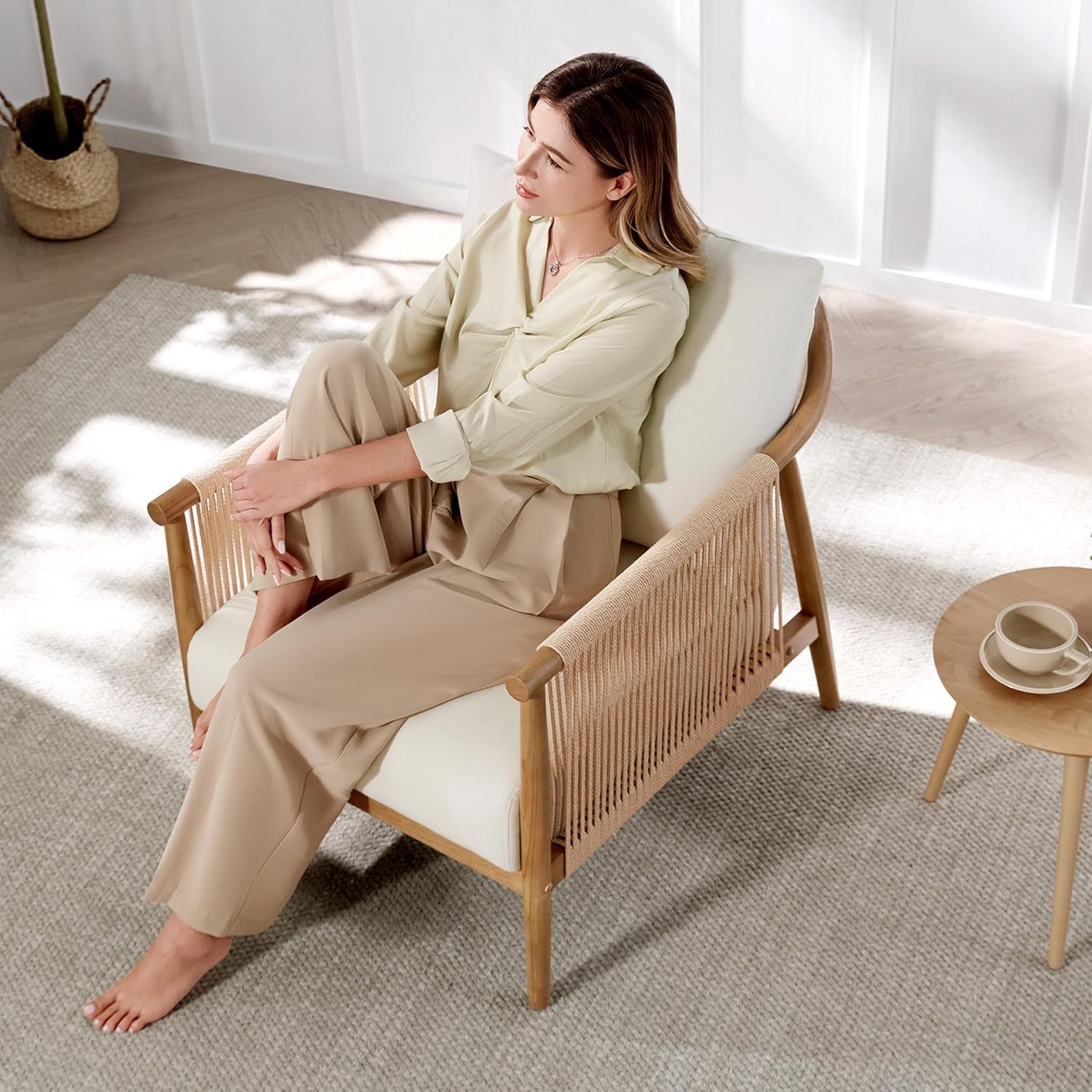 Cream Braided Accent Chairs - Set Of 2