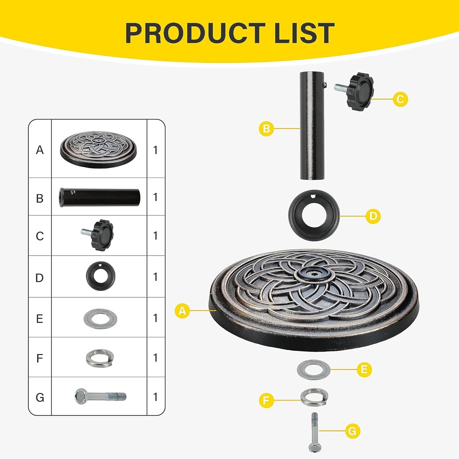 Heavy Duty 24 Pound Bronze Umbrella Base