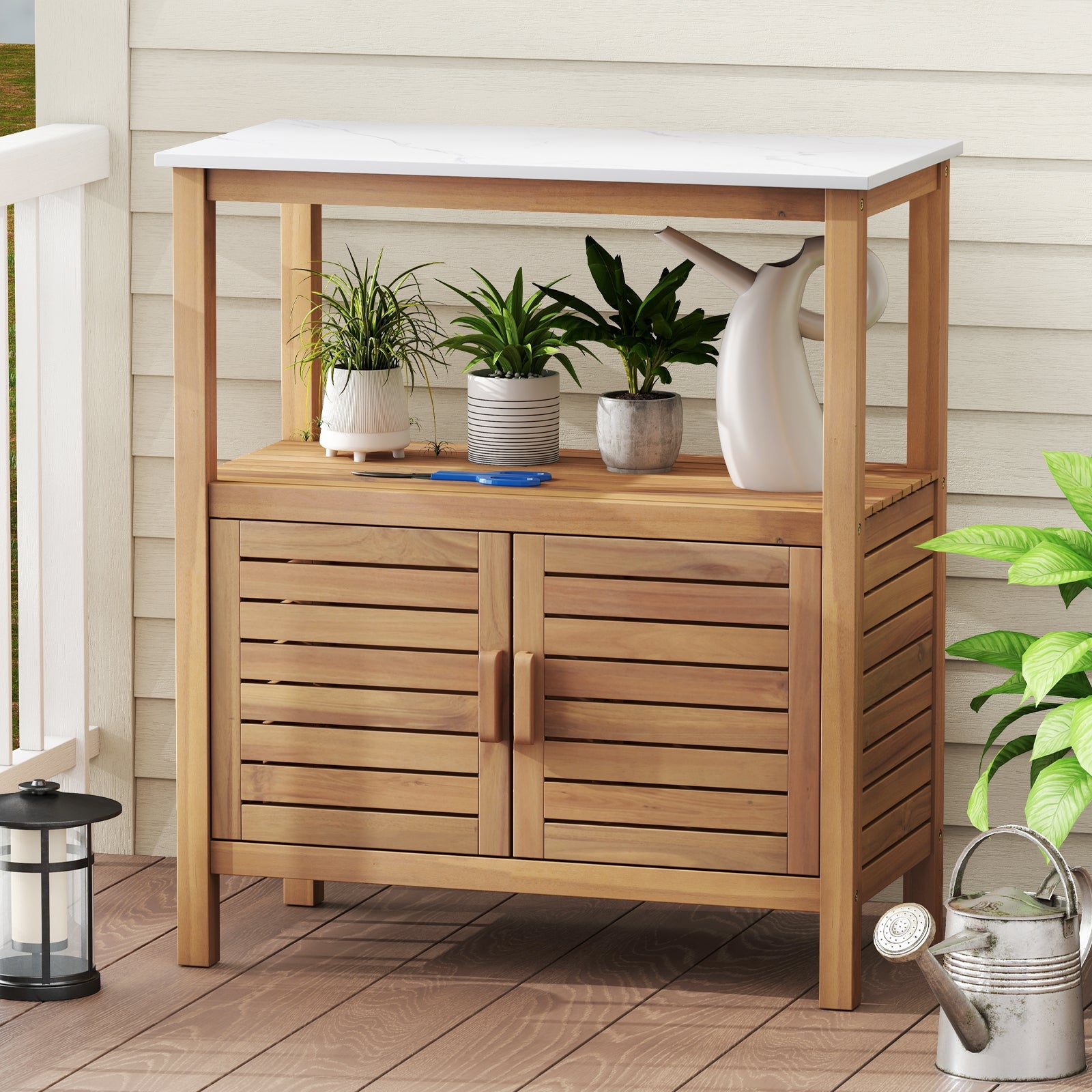 Outdoor Acacia Wood Garden Potting Station