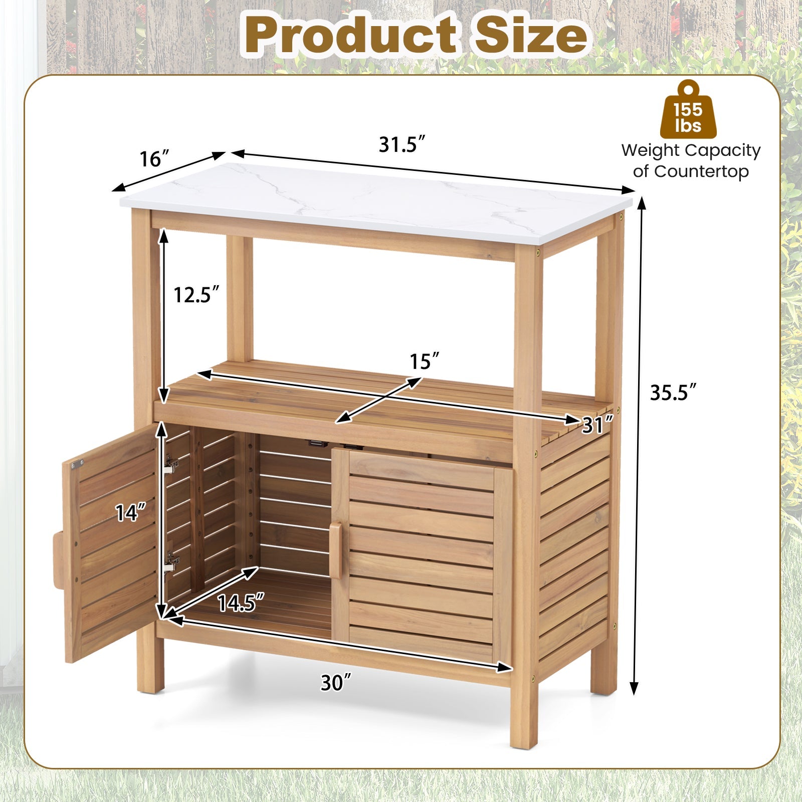 Outdoor Acacia Wood Garden Potting Station