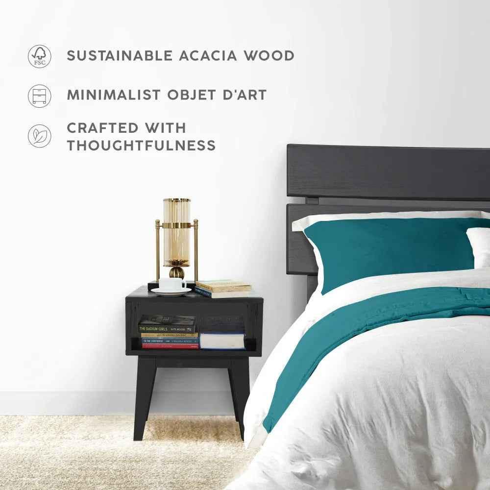 Aurora Acacia Bed Frame & Nightstand Set - 2 Finishes