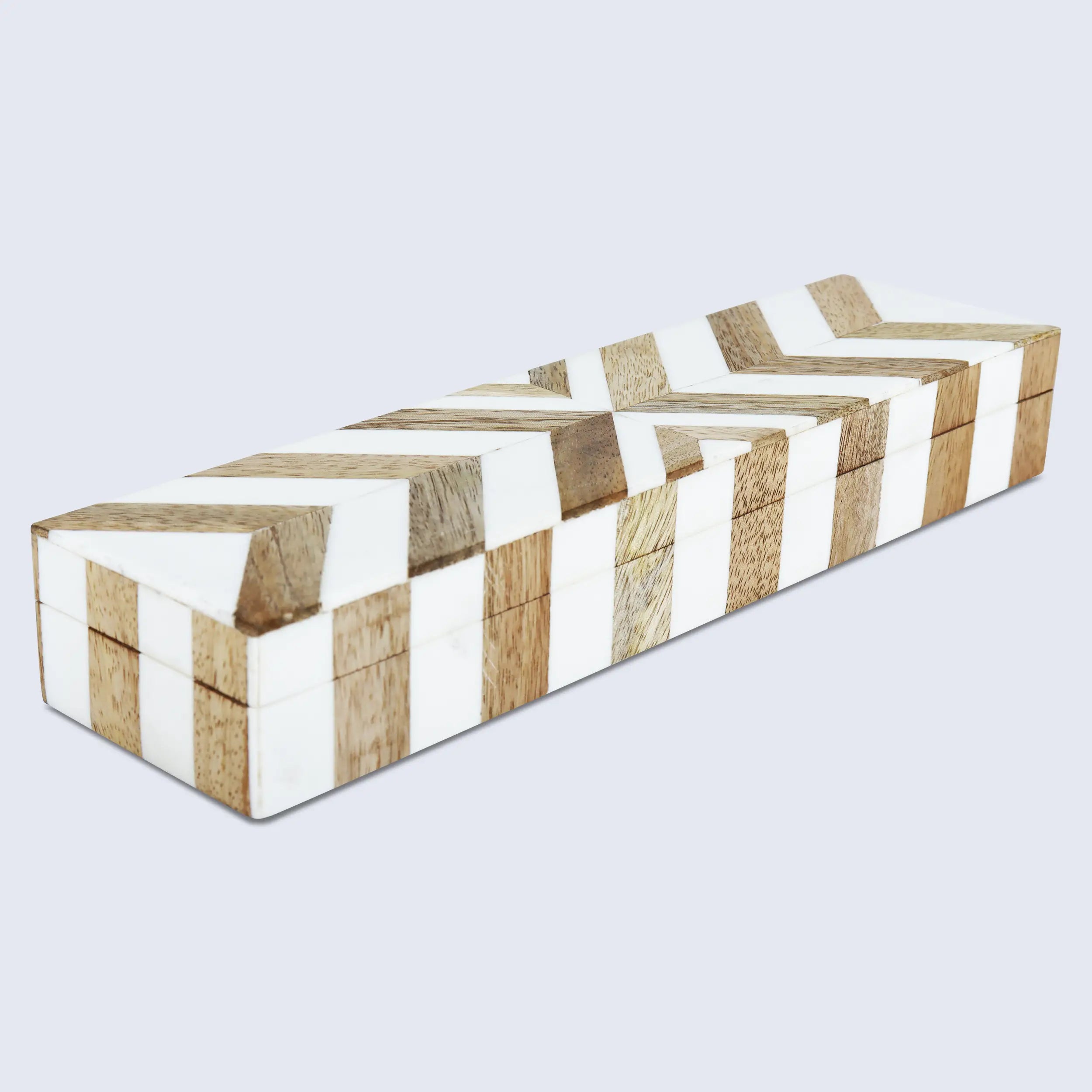 Marquet Chevron Resin & Wood Inlay Decorative Box - 8 Sizes