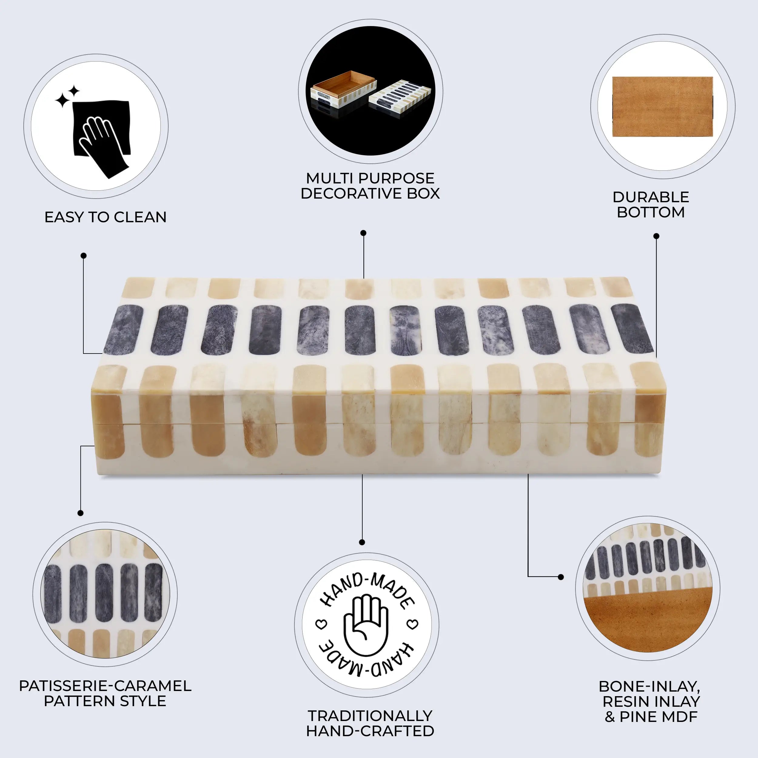 Patisserie Caramel Bone Resin Inlay Decorative Boxes