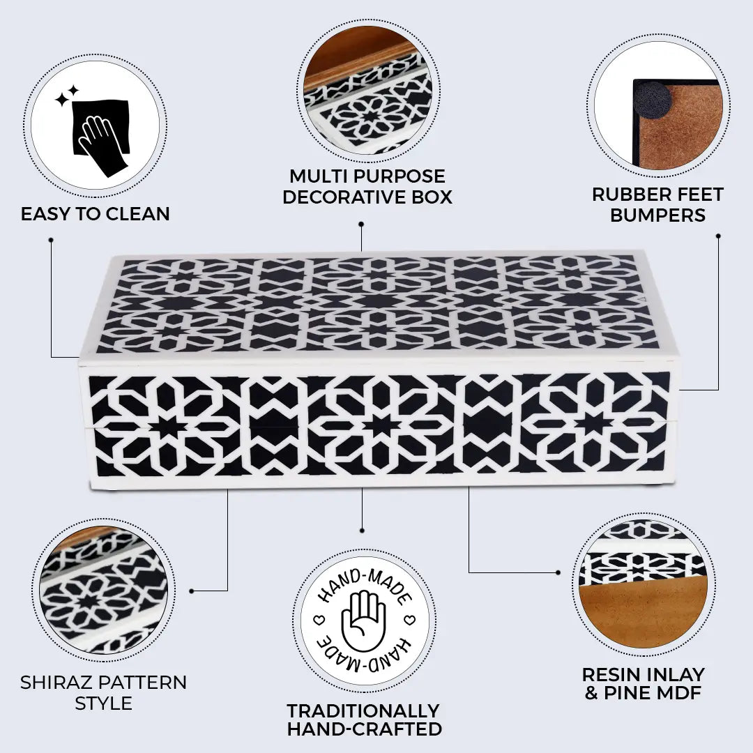 Shiraz Design Handcrafted Decorative Boxes in Black & White