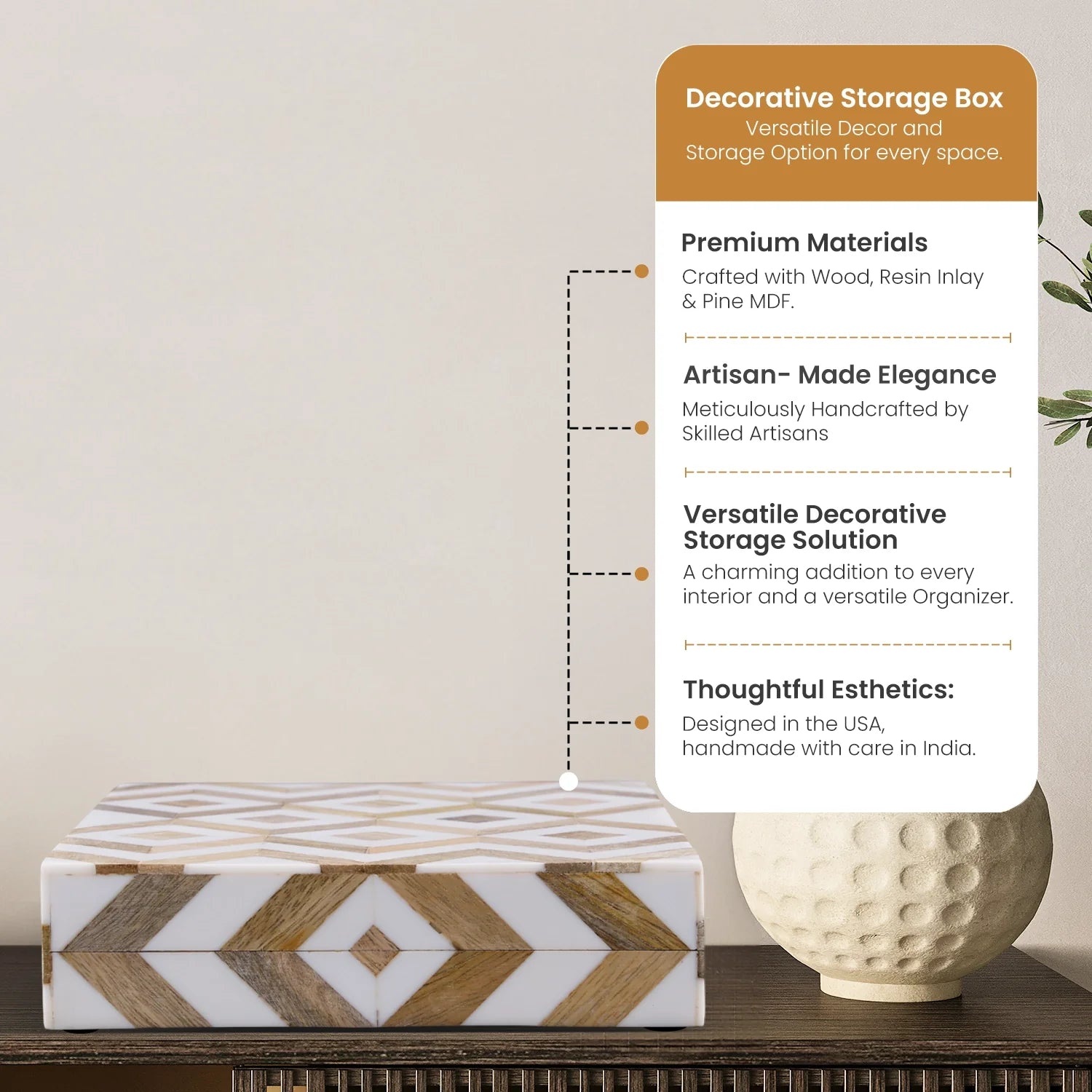 Marquet Array Wood & Resin Inlay Handcrafted Decorative Boxes