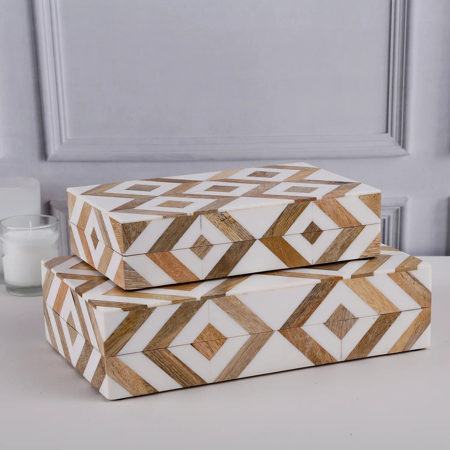 Marquet Array Wood & Resin Inlay Handcrafted Decorative Boxes