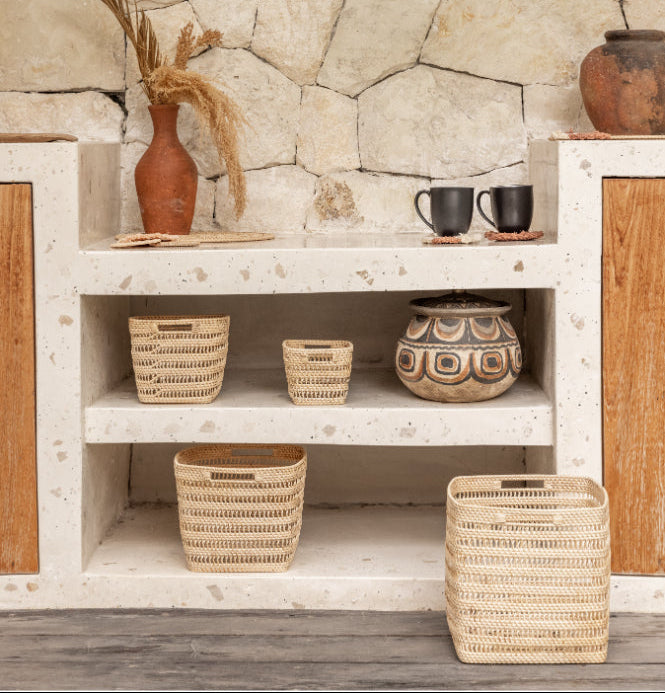 Woven Rattan Cube Storage Baskets