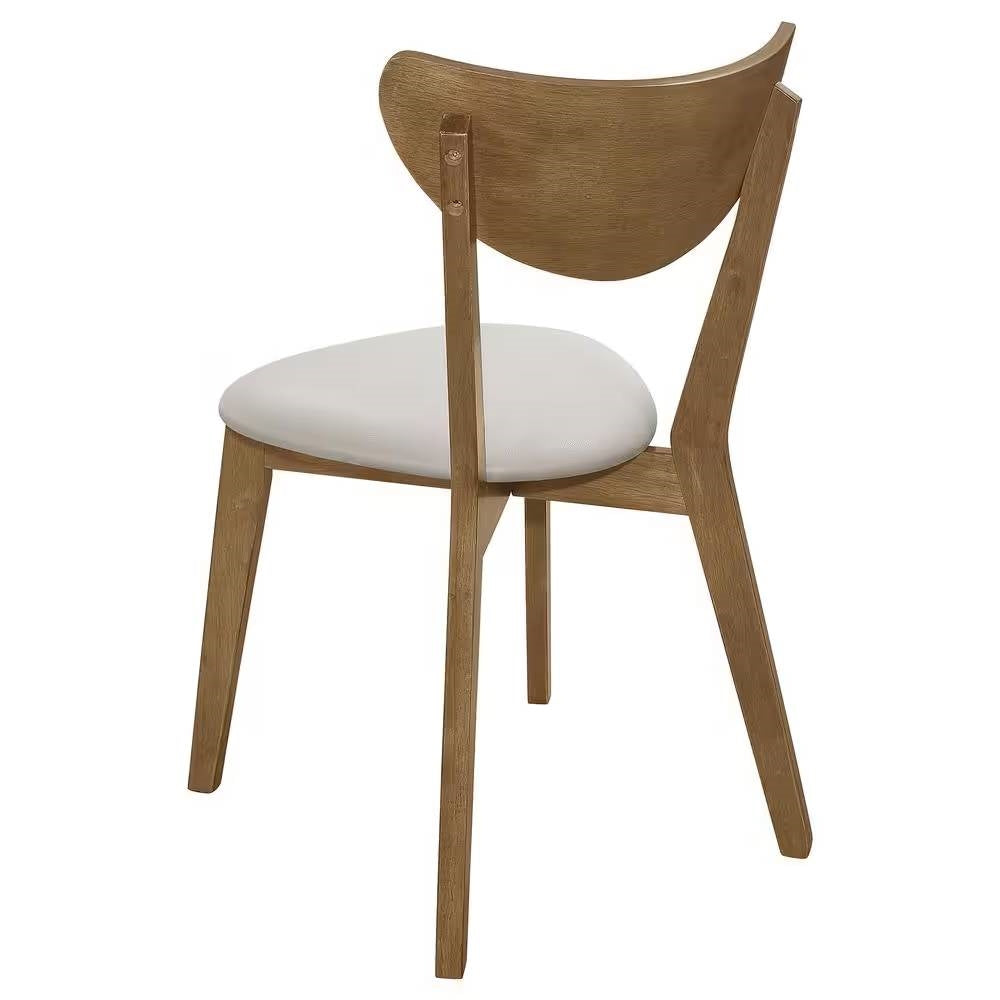 Set of 2 - Mid-Century Modern Wood Dining Chairs with Faux Leather Seat