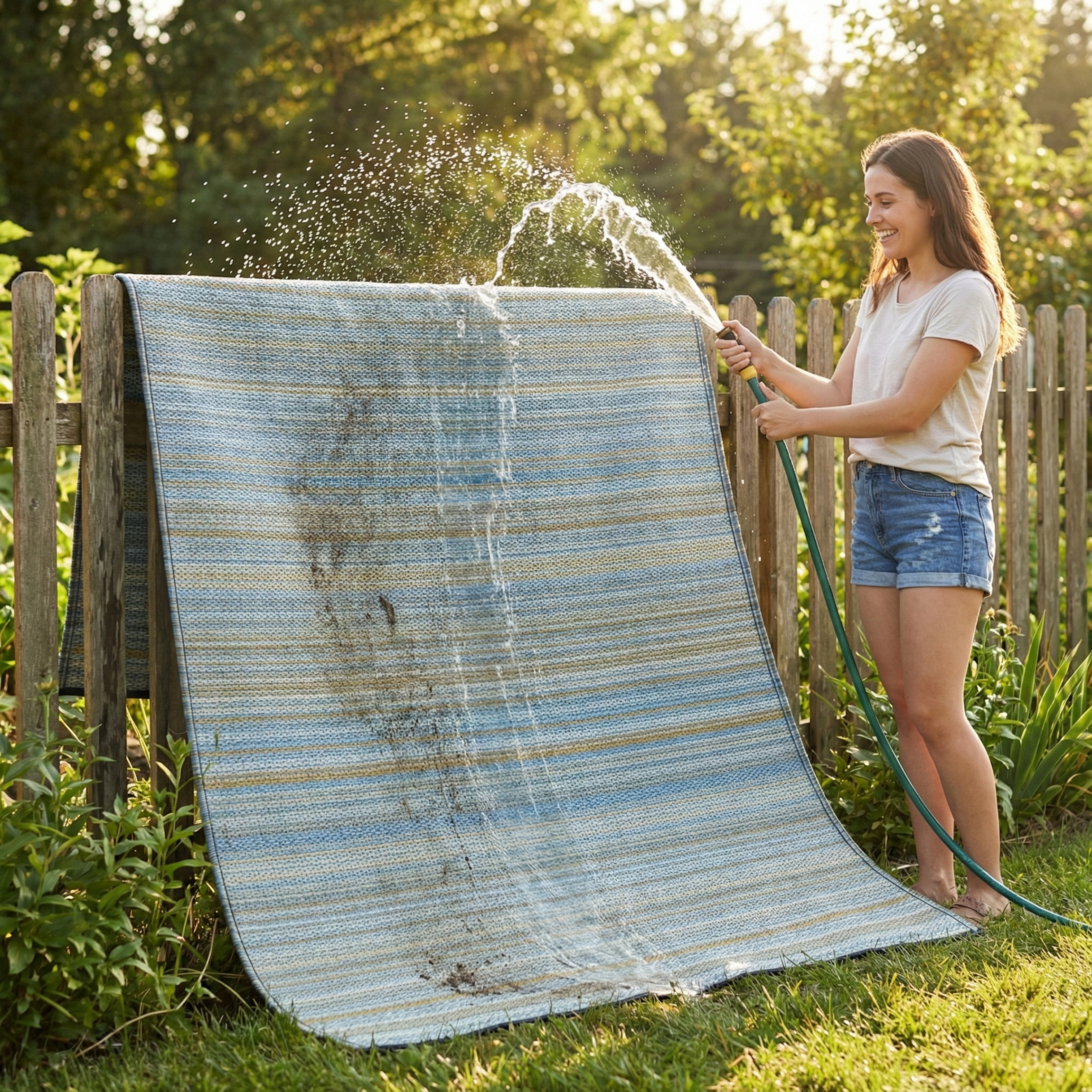 Cancun Shadow - Reversible Blue Outdoor Rug