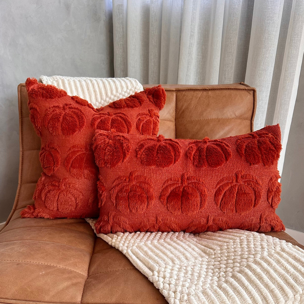 Dark Rust Pumpkin Lumbar Pillow Cover