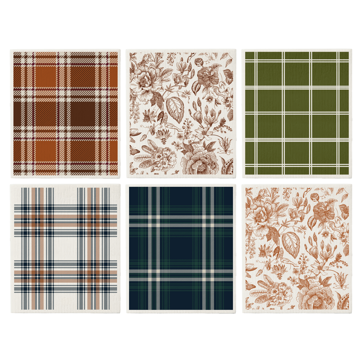 Fall Pattern Swedish Dishcloths - Set of 6