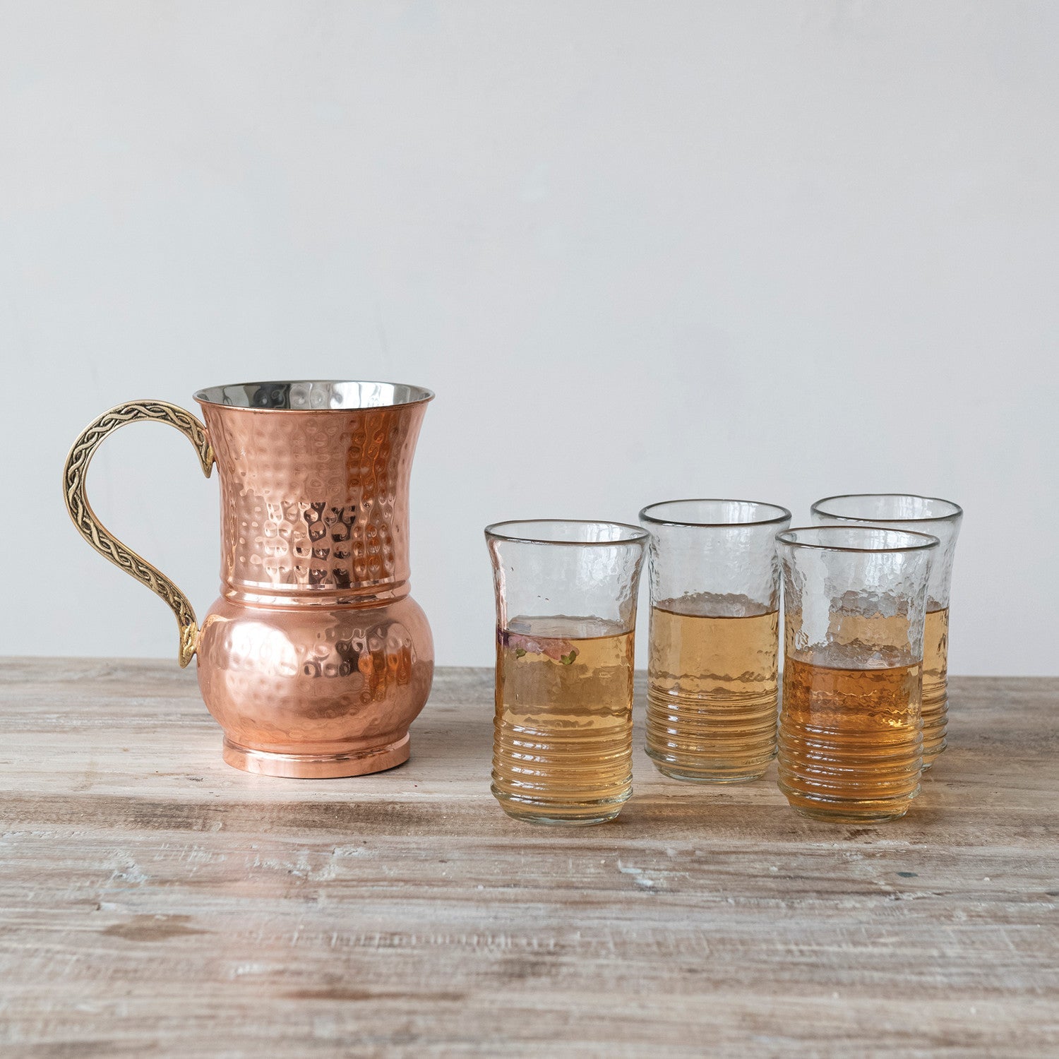 Hand-Blown Ribbed Drinking Glass
