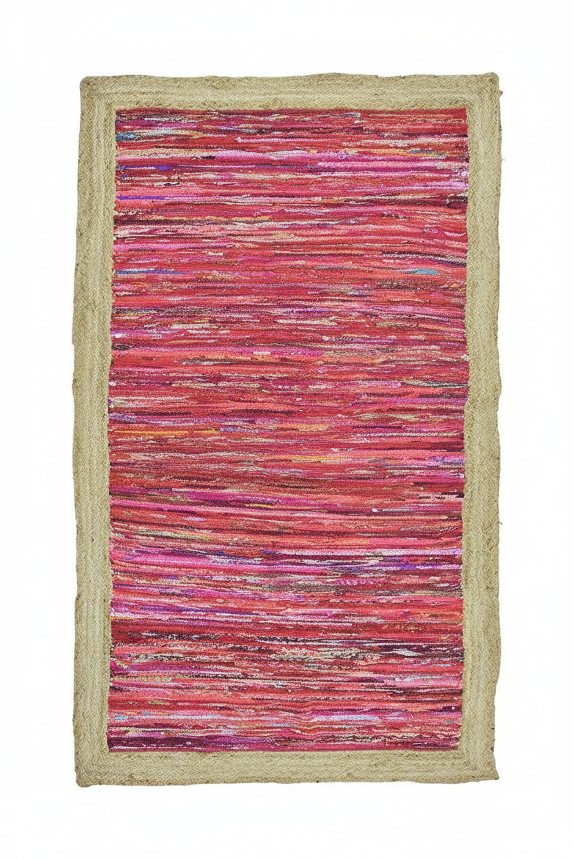 Timbergirl Red with Braided Border Handmade Rug