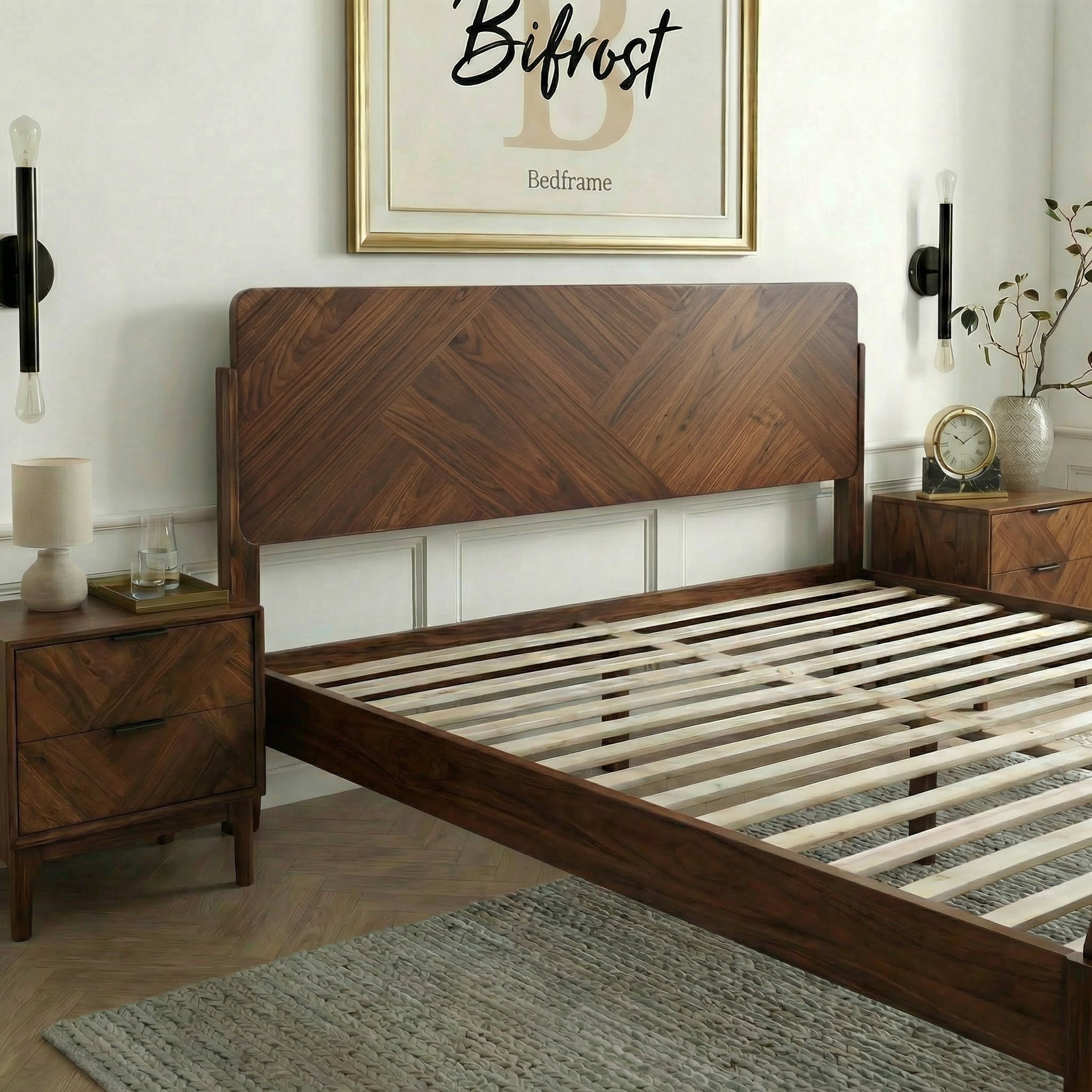 Bifrost Solid Wood Bed Frame in Walnut or Caramel