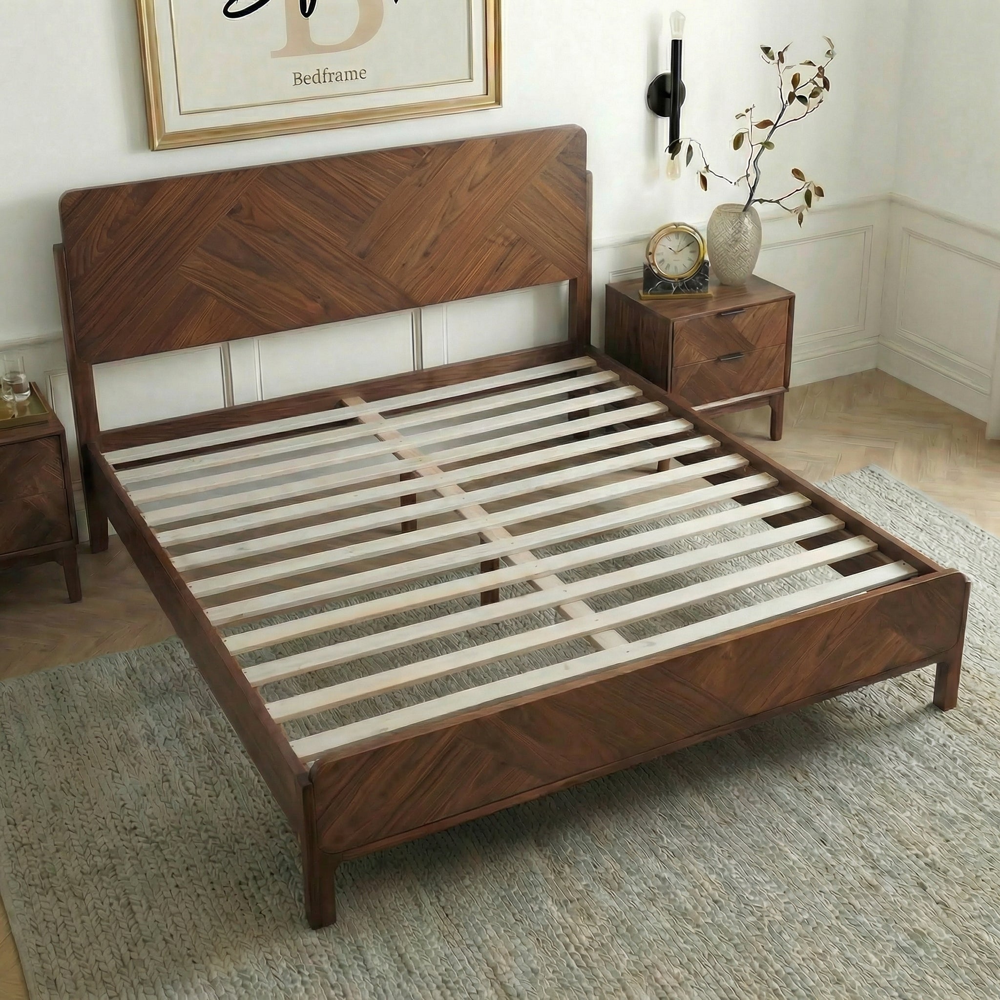 Bifrost Solid Wood Bed Frame in Walnut or Caramel
