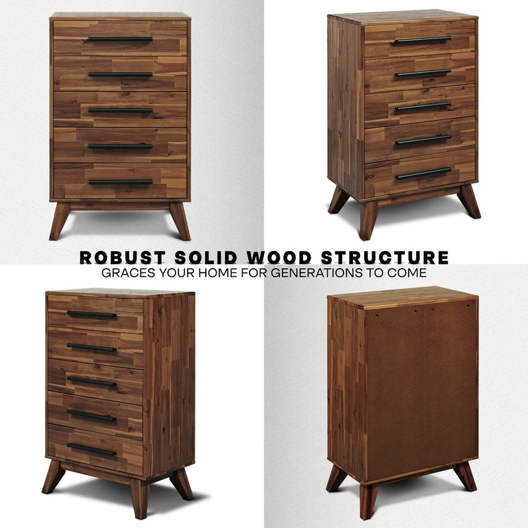Acacia Linea Solid Wood Dresser in Caramel or Walnut