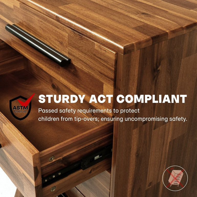 Acacia Linea Solid Wood Dresser in Caramel or Walnut