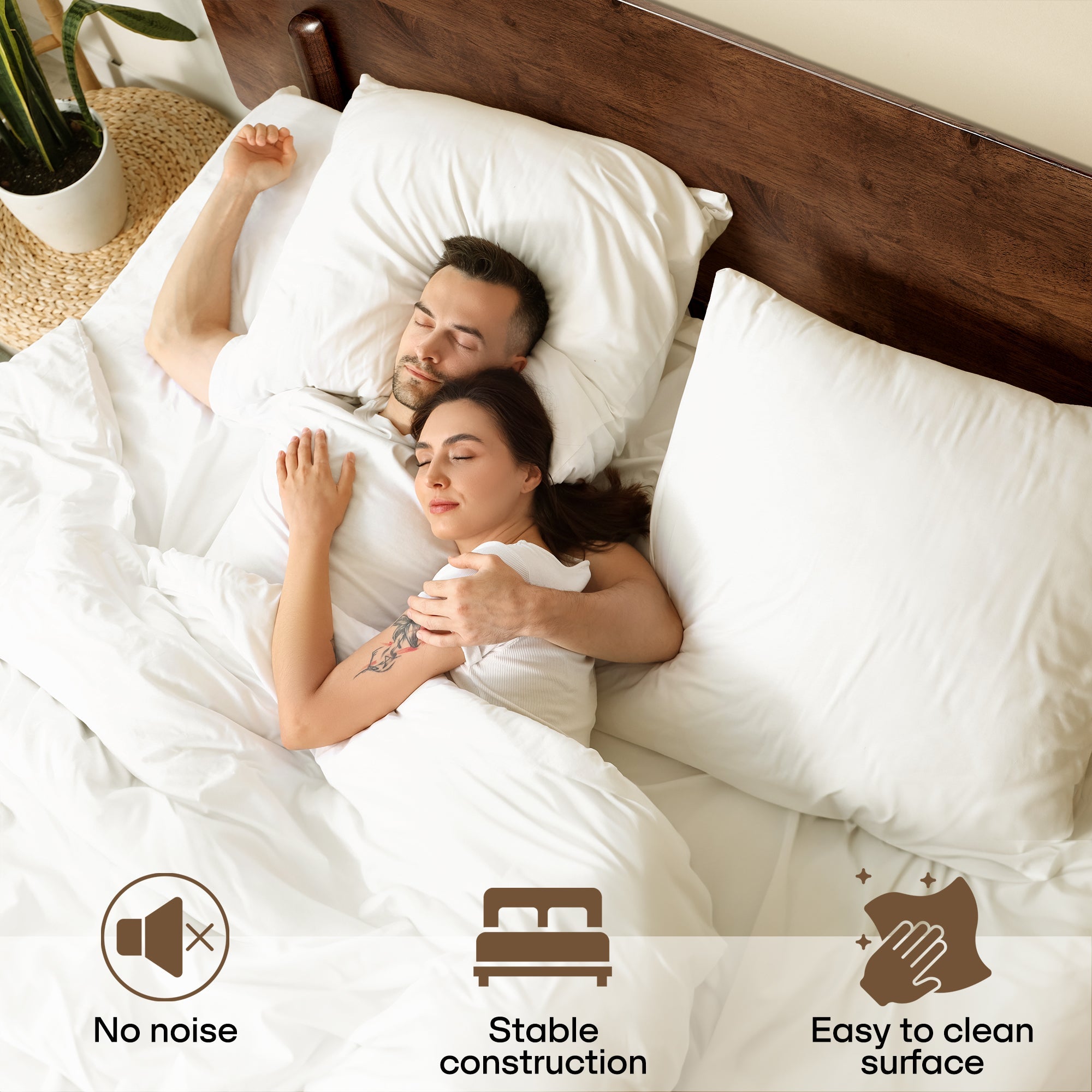 Frida Solid Wood Bed Frame in Caramel or Walnut