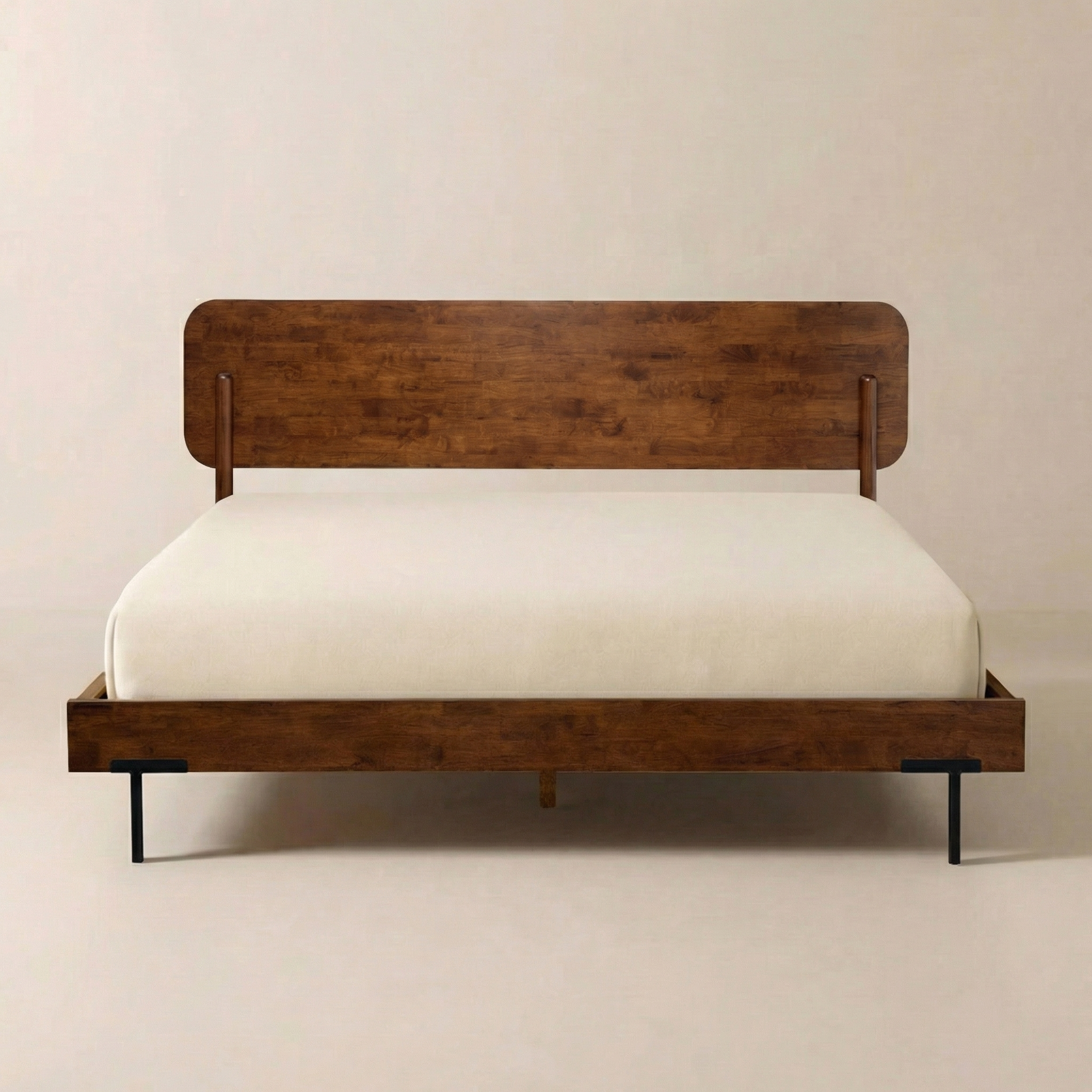 Frida Solid Wood Bed Frame in Caramel or Walnut