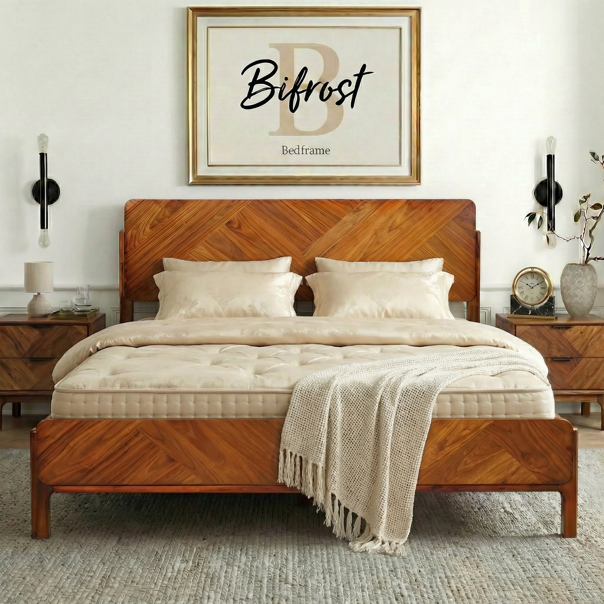 Bifrost Solid Wood Bed Frame in Walnut or Caramel