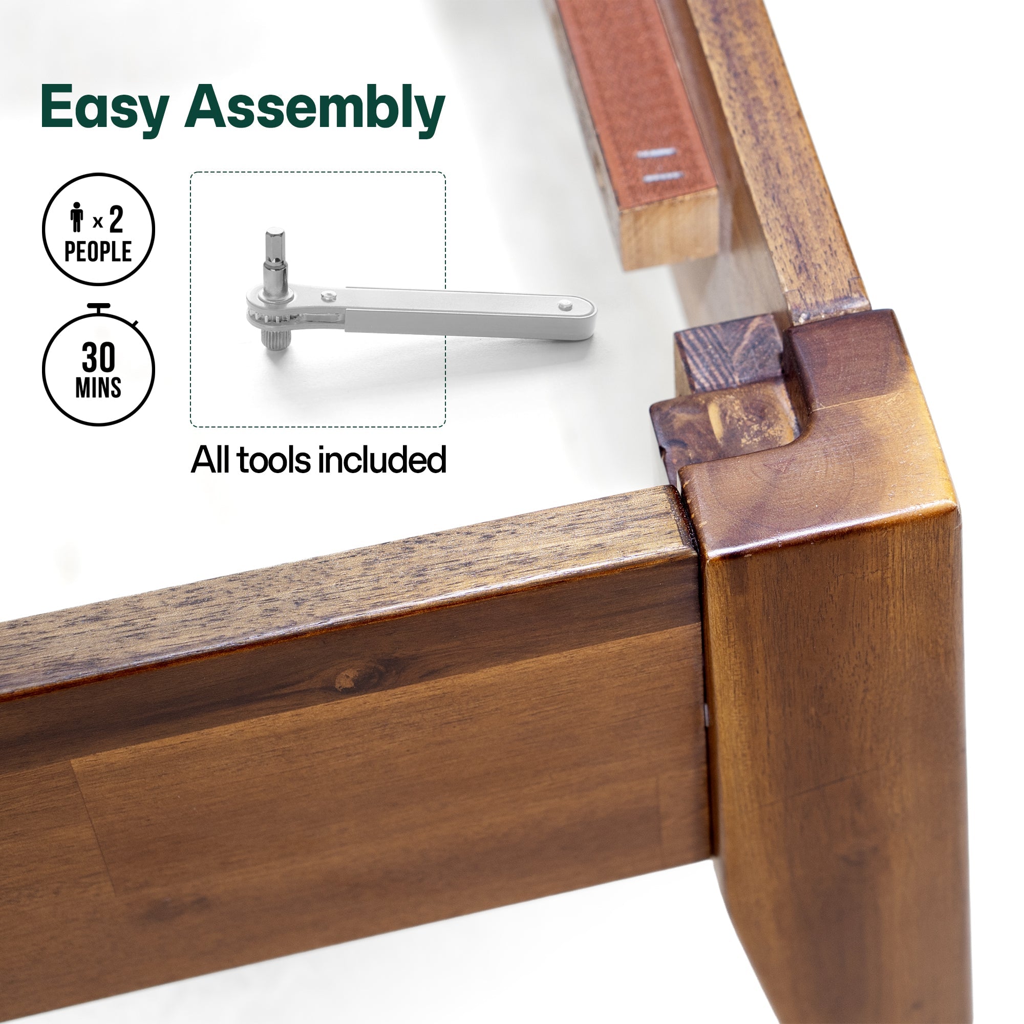 Emery Solid Acacia Wood Bed Frame - Multiple Finishes