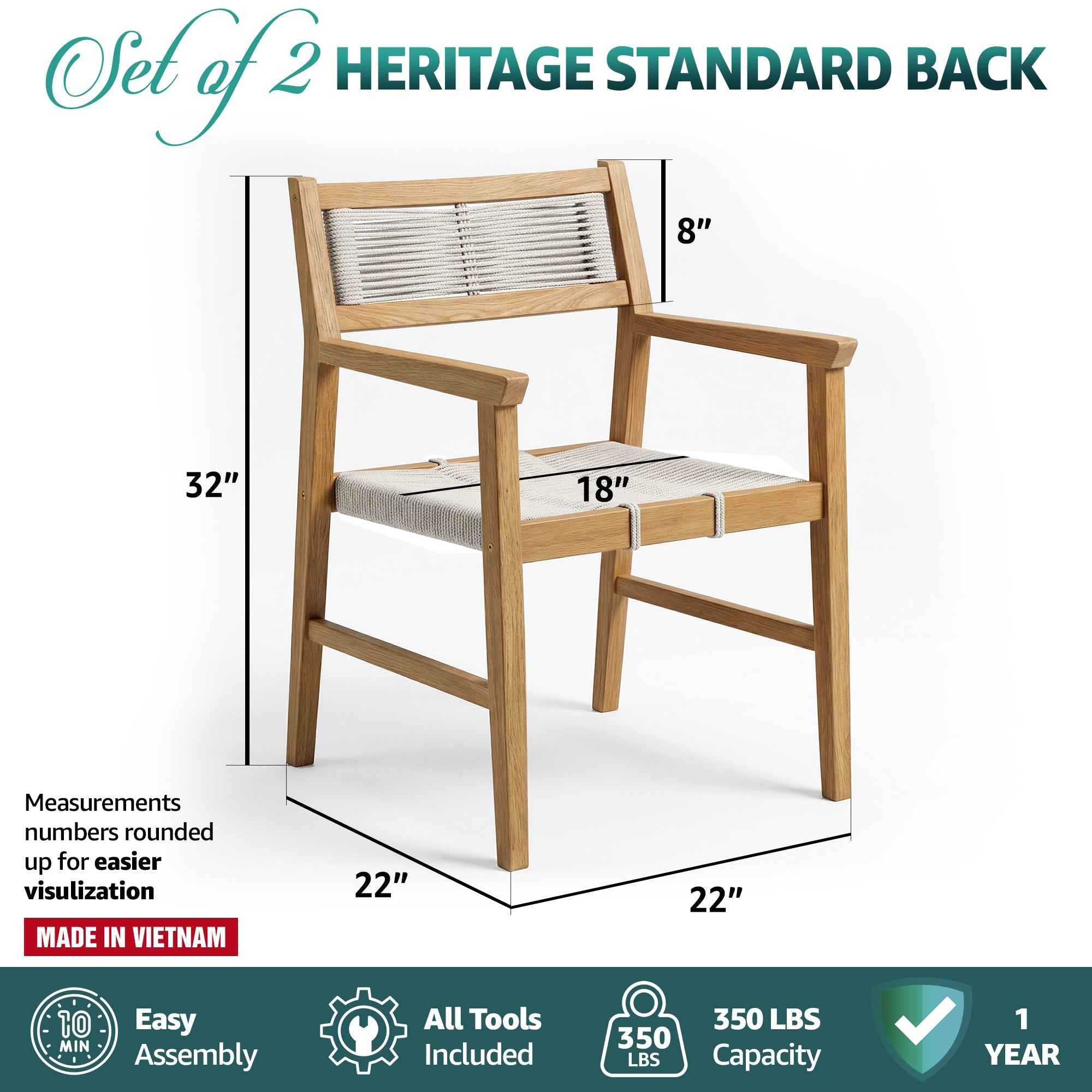 Heritage Indoor/Outdoor Armchairs - Set of 2