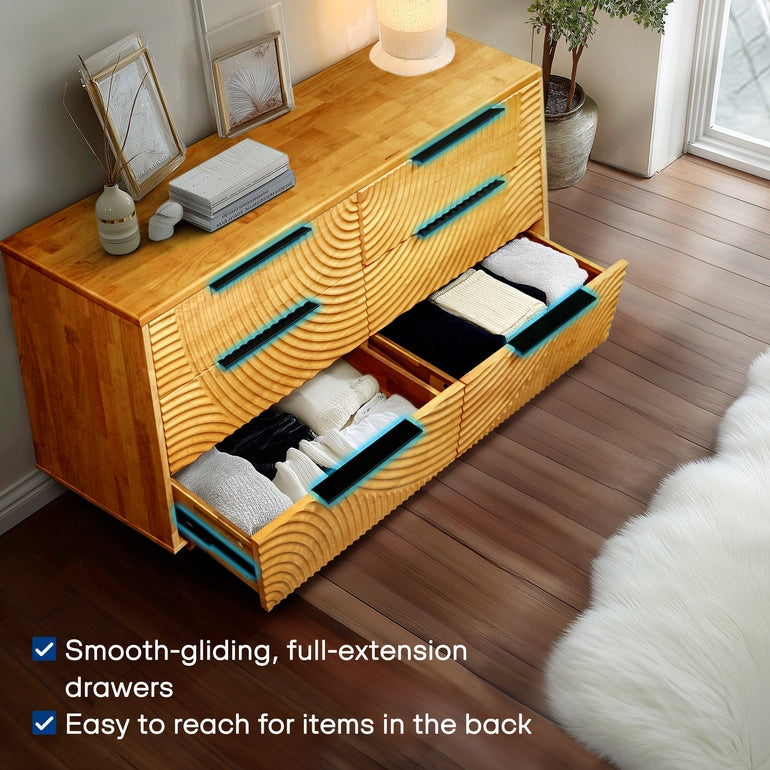 Harmony Solid Wood Dresser in Caramel or Walnut
