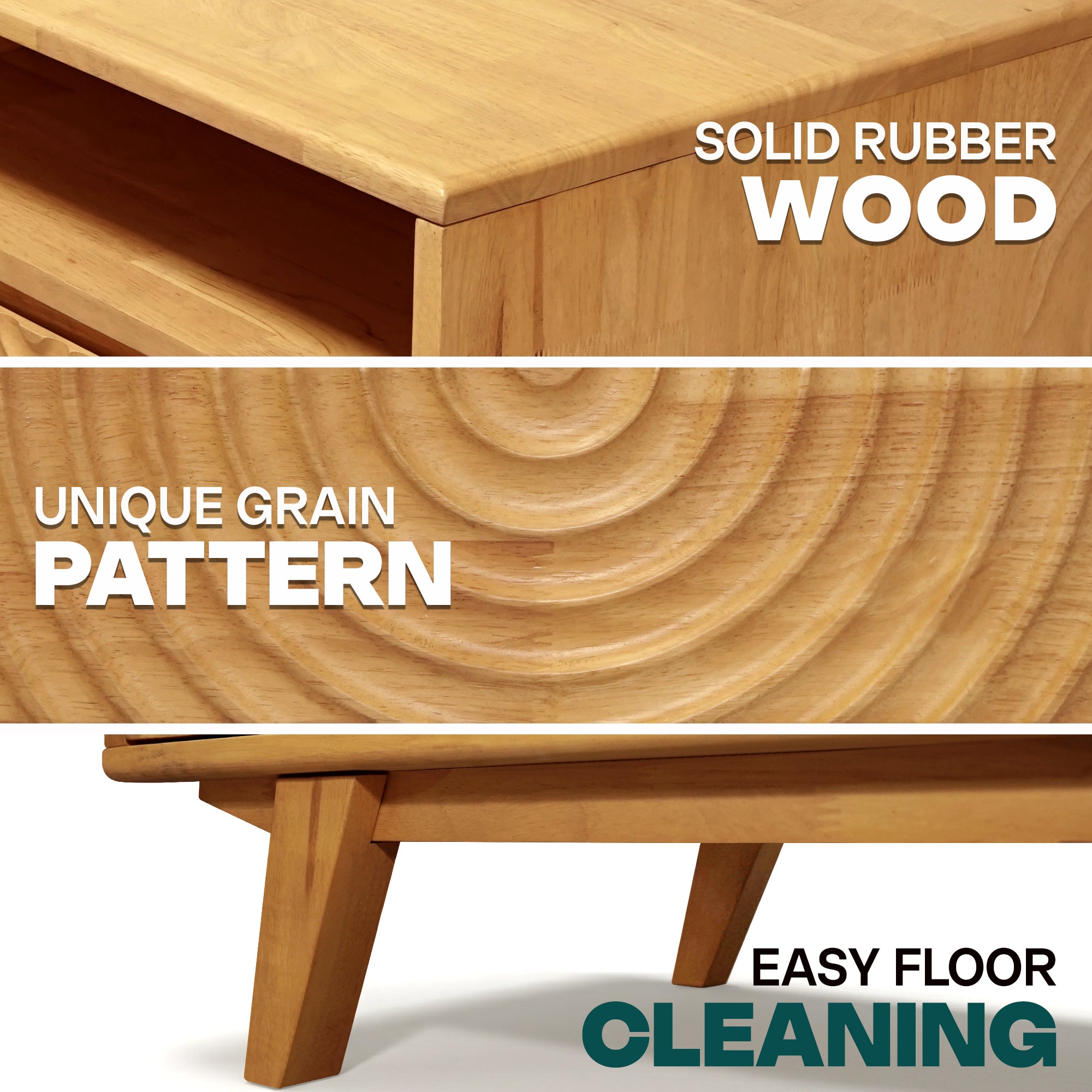 Harmony Solid Acacia Coffee Table with Drawers & Open Storage - 3 Colors