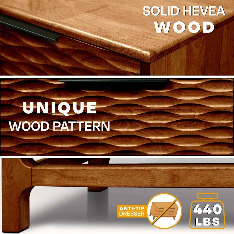Elara Acacia Wood 6 Drawer Dresser - 3 Colors