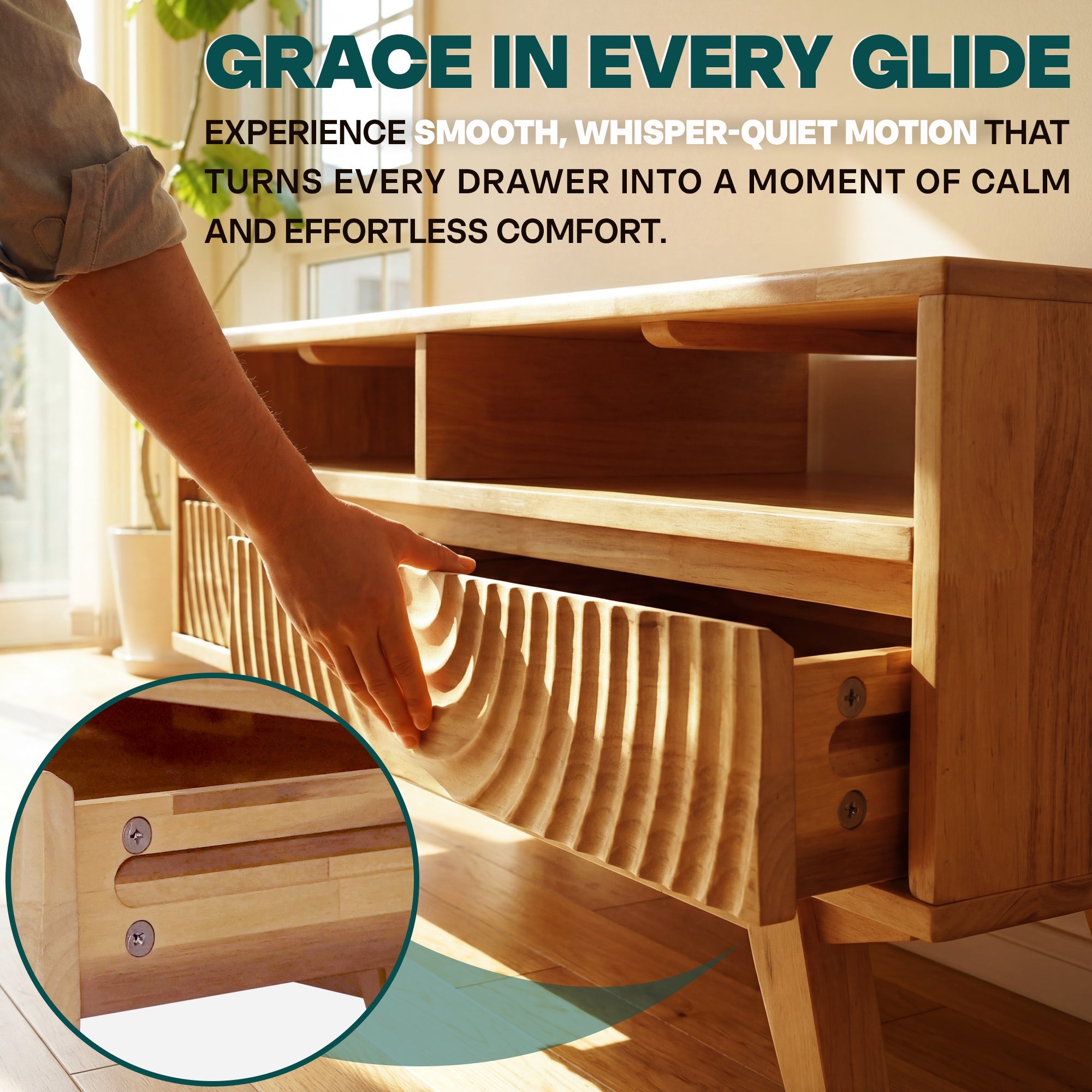 Harmony Solid Acacia Coffee Table with Drawers & Open Storage - 3 Colors