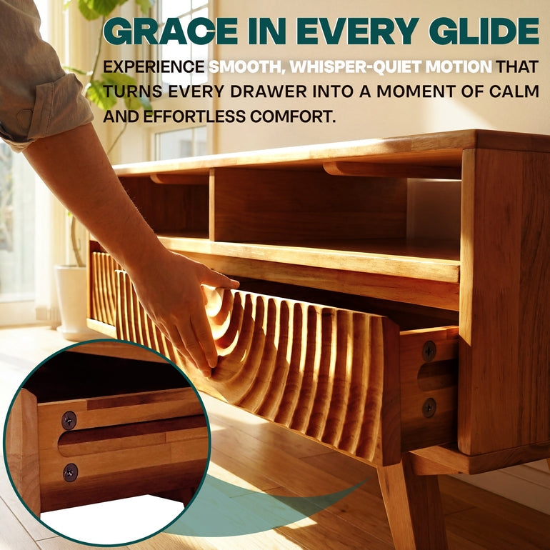 Harmony Solid Acacia Coffee Table with Drawers & Open Storage - 3 Colors