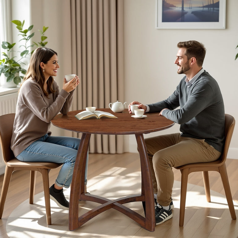 Alma 36 Inch Round Dining Table in Natural or Walnut Finish