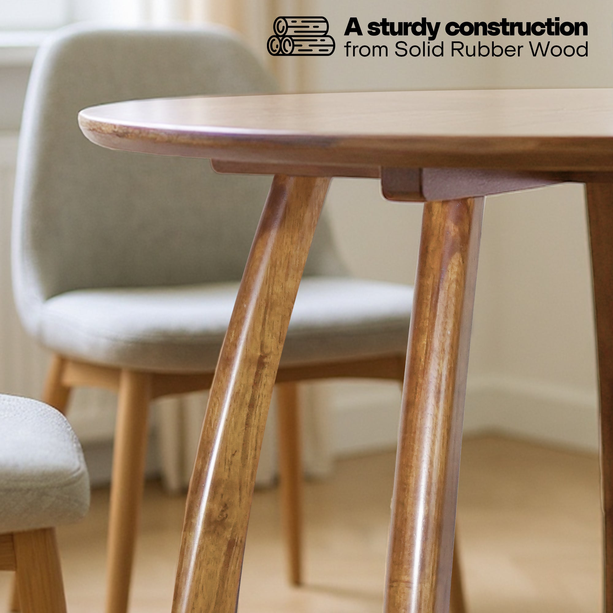 Alma 36 Inch Round Dining Table in Natural or Walnut Finish